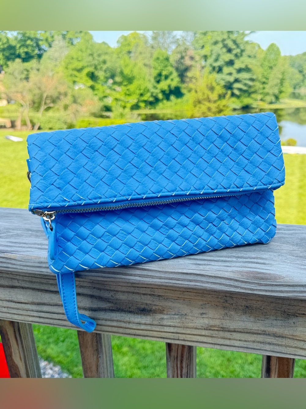 Urban Expressions Woven Fold-Over Clutch - Bright Blue